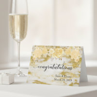 Personalized Wedding Congratulations Gold Floral