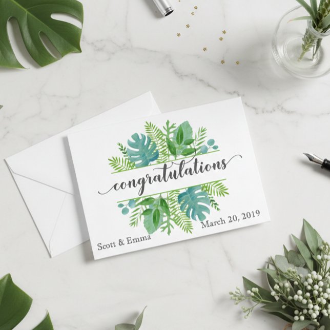Personalized Wedding Congratulations Leaves Card (Creator Uploaded)