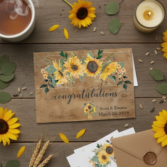 Personalized Wedding Congratulations Rustic Wood Cards (Creator Uploaded)