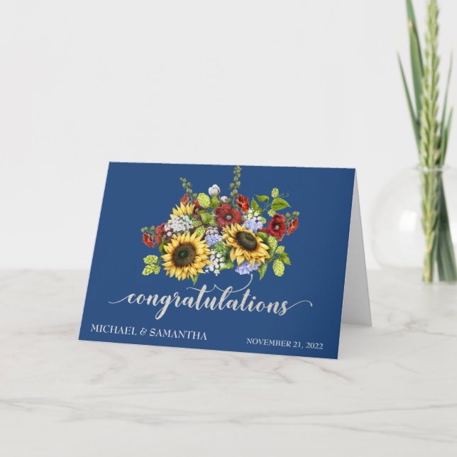Personalized Wedding Congratulations Sunflower Card (Front)