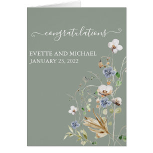 Personalized Wedding Congratulations Wild Flower  Cards