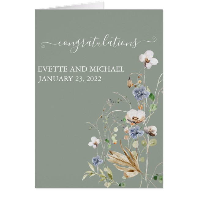 Personalized Wedding Congratulations Wild Flower  Cards (Front)