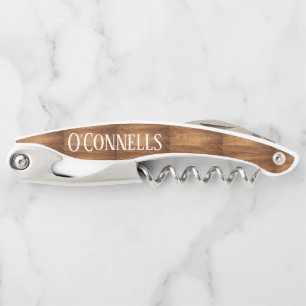 personalized wedding corkscrew WITH WOOD GRAIN