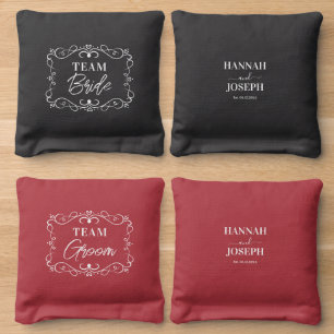 Personalized Wedding Couple Bride & Groom Flourish Cornhole Bags