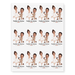 Personalized Wedding Couple Custom Photos & Names Temporary Tattoos