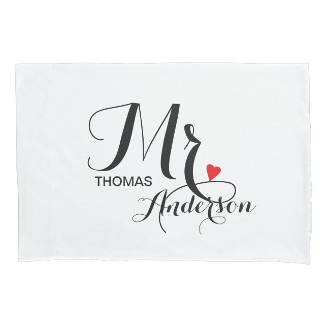 Personalized Wedding Couple - Mister with Heart Pillow Case (Front)