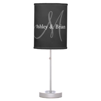 Personalized Wedding Couple Monogram Chalkboard Table Lamp