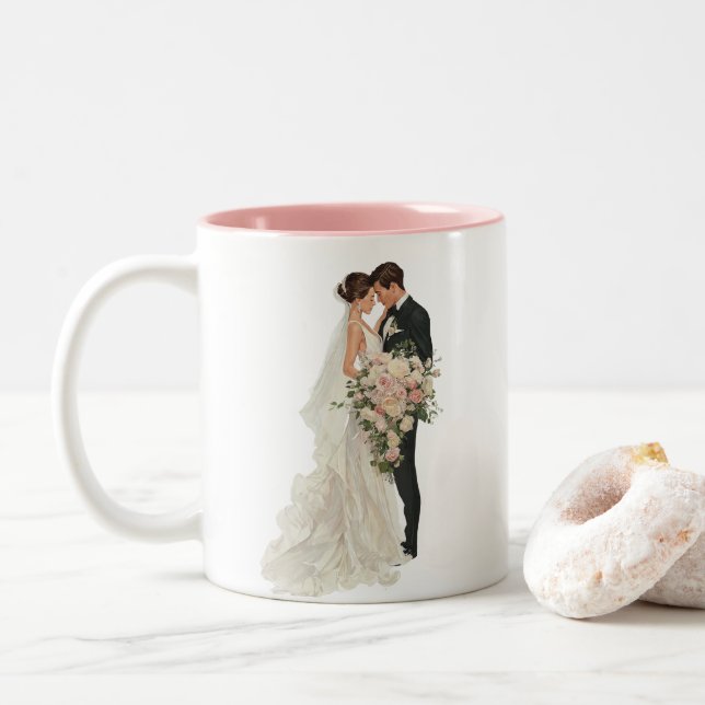 Personalized Wedding Couple Mug | Custom Mr & Mrs  (With Donut)