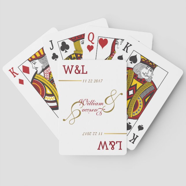 personalized wedding couple names stylish poker cards (Back)
