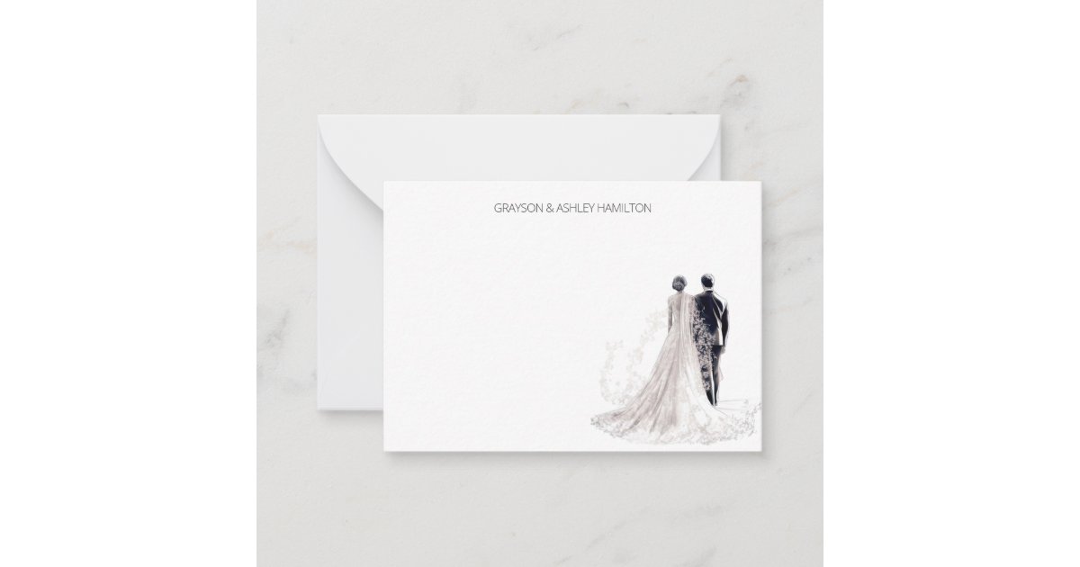 Personalized Wedding Couple Note Card | Zazzle