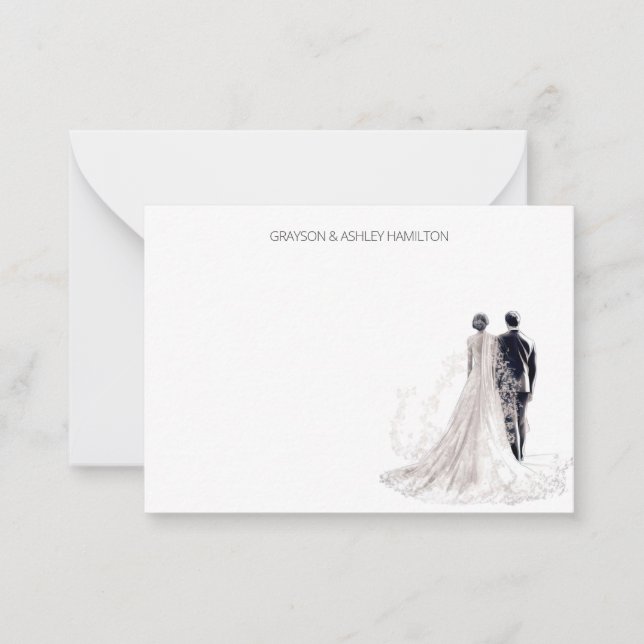 Personalized Wedding Couple Note Card (Front)