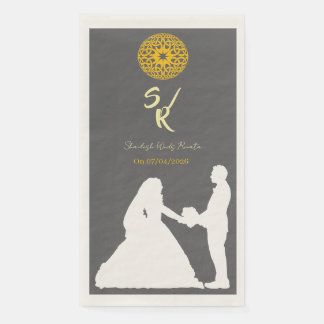Personalized Wedding Couple Silhouette Monogram Paper Guest Towels