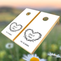 Personalized Wedding Couple's Name & Date Heart Cornhole Set