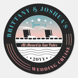 Personalized Wedding Cruise Classic Round Sticker