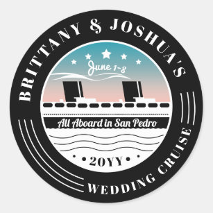 Personalized Wedding Cruise Ship Classic Round Sticker