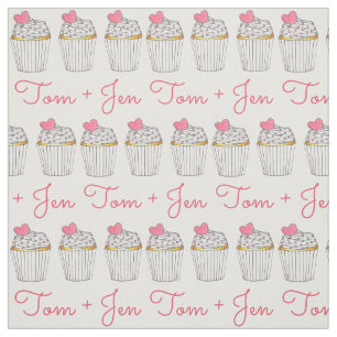 Personalized Wedding Cupcake Pink Heart Love Fabric