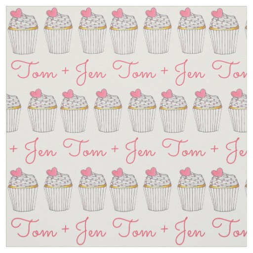Personalized Wedding Cupcake Pink Heart Love Fabric