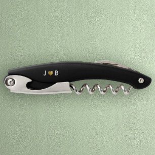 Personalized Wedding Custom Heart Couple Monogram Waiter's Corkscrew