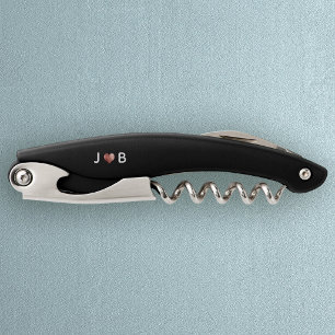 Personalized Wedding Custom Heart Couple Monogram Waiter's Corkscrew