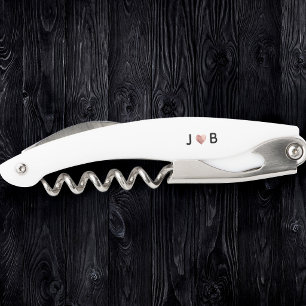 Personalized Wedding Custom Heart Couple Monogram Waiter's Corkscrew