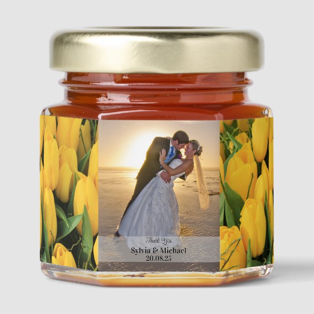 Personalized Wedding Custom Photo Honey Jar Favors (Front)