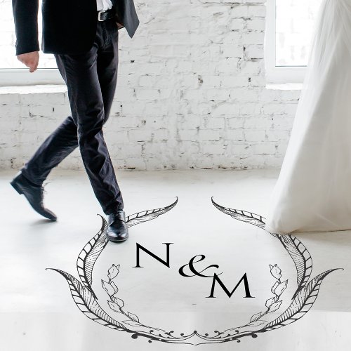 Personalized Wedding Dance Floor Monogram Black Floor Decals
