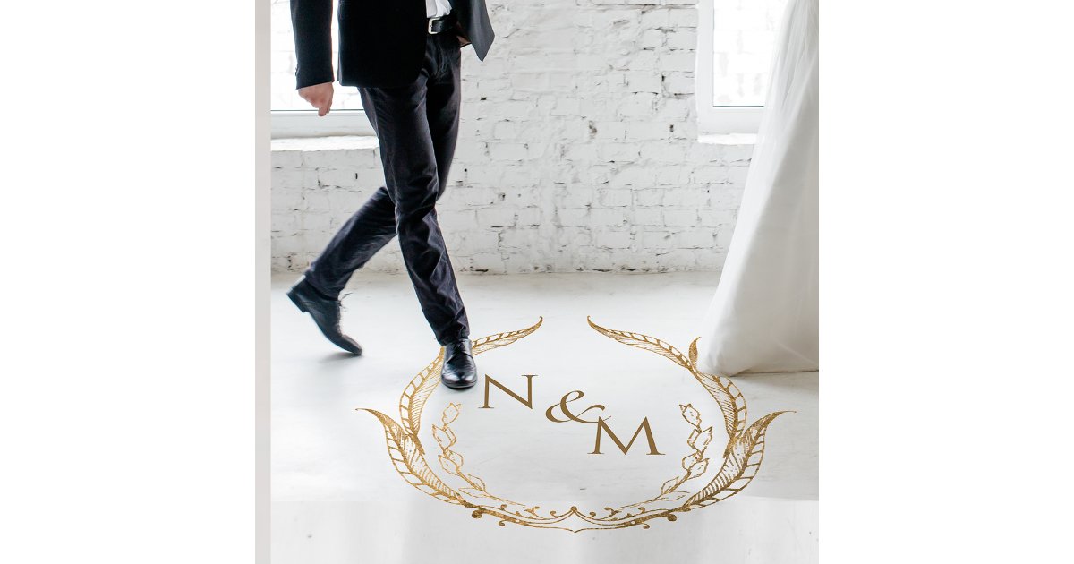 Personalized Wedding Dance Floor Monogram Gold Decals | Zazzle