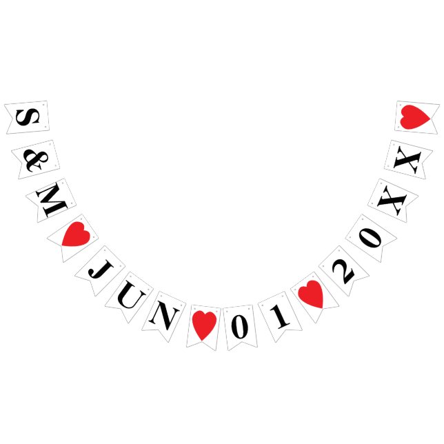 PERSONALIZED WEDDING DATE AND BRIDE+GROOM INITIALS BUNTING FLAGS (All)