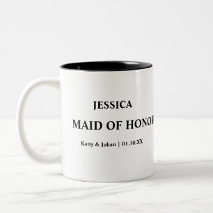 Personalized Wedding Date and Names Maid of Honor Two-Tone Coffee Mug