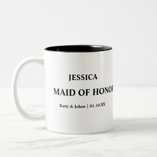 Personalized Wedding Date and Names Maid of Honor Two_Tone Coffee Mug
