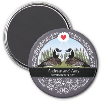 Personalized Wedding Date Anniversary  Geese Magnet by DuchessOfWeedlawn at Zazzle