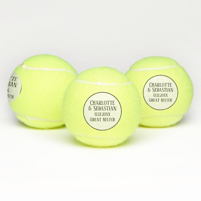 Personalized Wedding Date Great Match Tennis Balls (Multi)