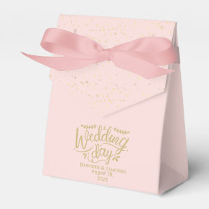 Personalized Wedding Day Blush Pink Gold Favor Boxes
