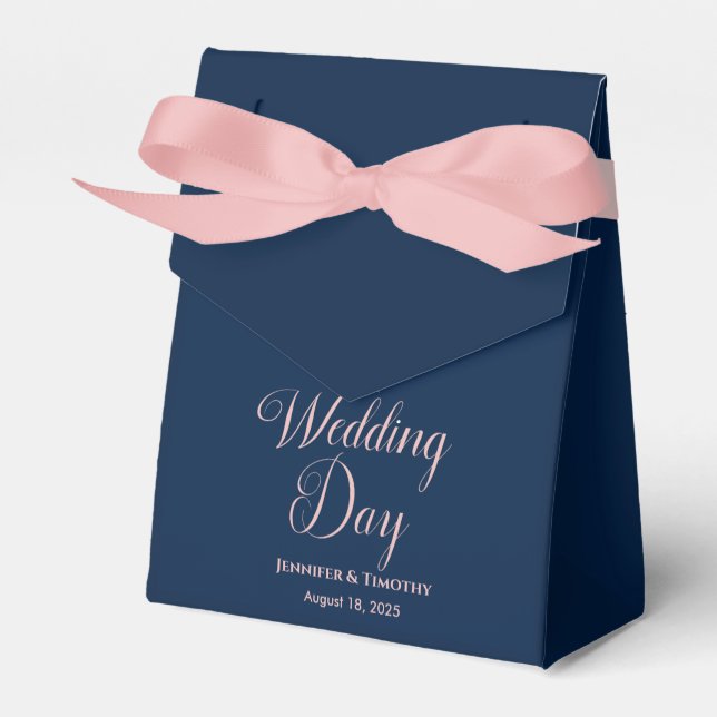 Personalized  Wedding Day Elegant Navy Blue Favor  Boxes (Front Side)