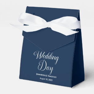 Personalized Wedding Day Elegant Navy Blue Favor Boxes