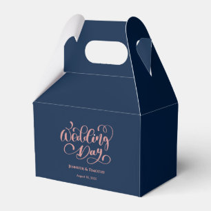 Personalized Wedding Day Elegant Navy Blue Favor Favor Boxes