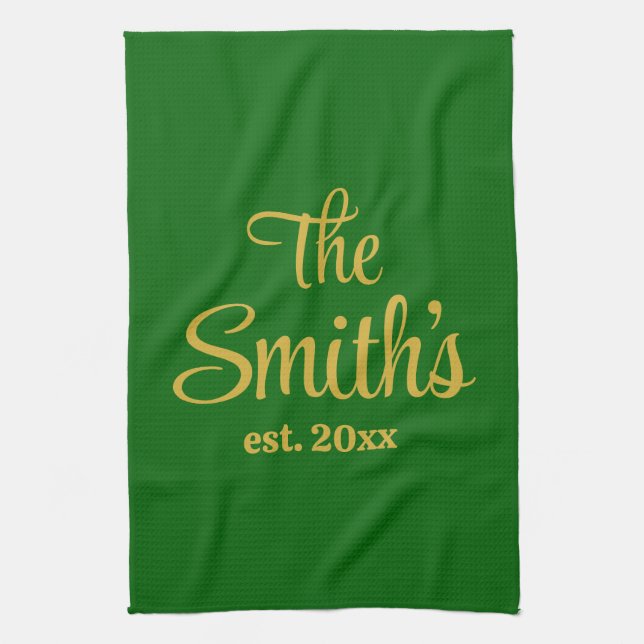 Personalized Wedding Day Gift Newlywed Christmas Kitchen Towel (Vertical)