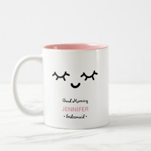 Personalized Wedding day Good Morning Bridesmaid Two-Tone Coffee Mug