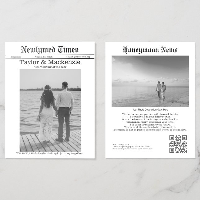 Personalized Wedding Day News Brochure (Folded Front and Back)