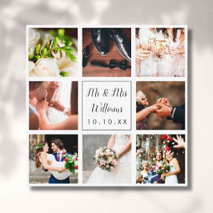 Personalized Wedding Photo Collage Canvas, Gift For Newly Married