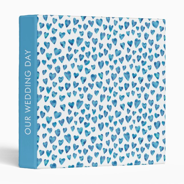 Personalized Wedding Day Planning Heart Pattern 3 Ring Binder (Front/Spine)