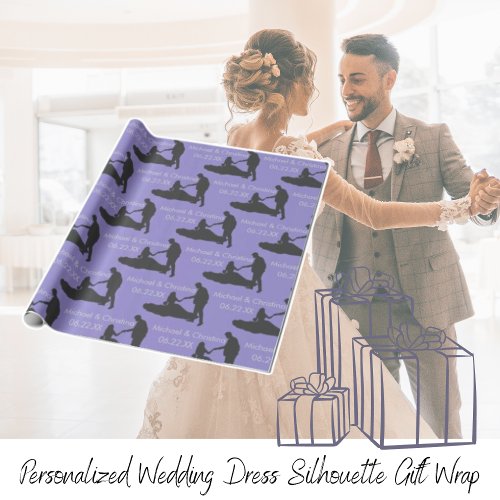 Personalized Wedding Dress Silhouette  Wrapping Paper