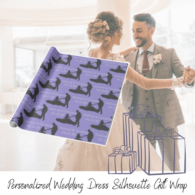 Personalized Wedding Dress Silhouette  Wrapping Paper (Personalized Wedding Dress Silhouette Wrapping Paper)