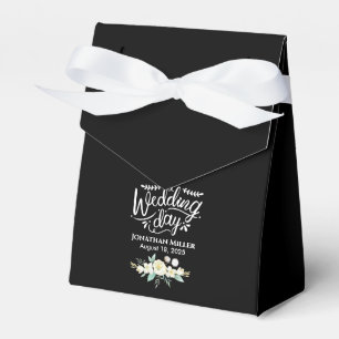 Personalized Wedding Elegant Black White Floral F Favor Boxes