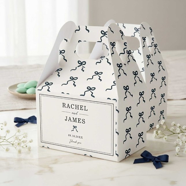 Personalized Wedding Elegant Bow Coquette Minimal Favor Boxes (Creator Uploaded)