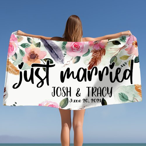 Personalized Wedding Engagement Bridal Shower  Beach Towel