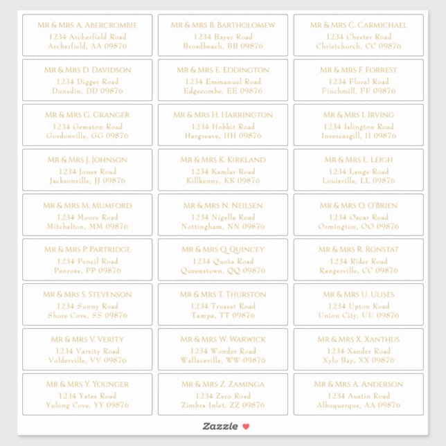 Personalized Wedding Envelope Address Labels   (Sheet)