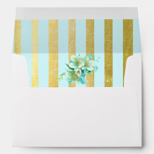 Personalized Wedding Envelope Aqua Blue Gold (Back (Bottom))
