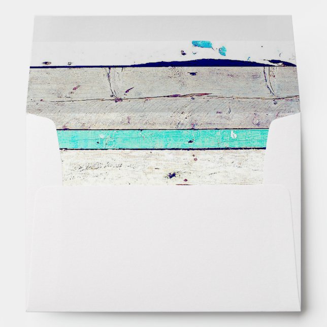 Personalized Wedding Envelope Rustic Turquoise (Back (Bottom))