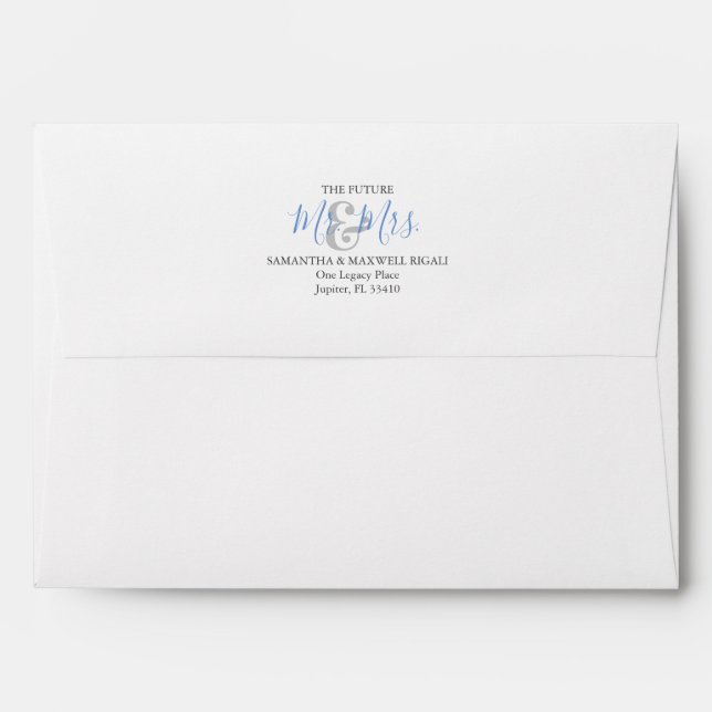Personalized Wedding Envelopes Coastal Blue (Back (Top Flap))